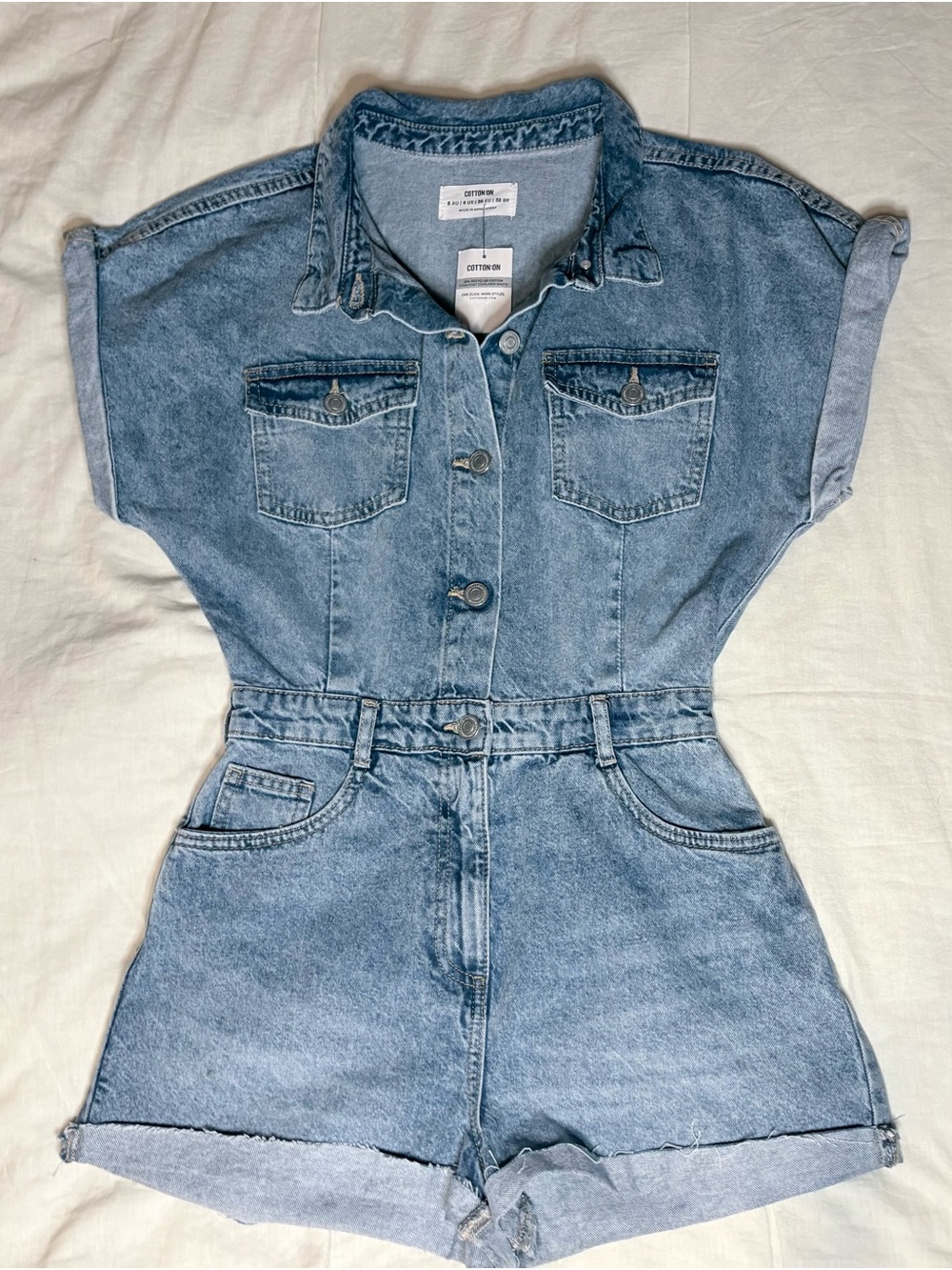 Cotton On Light Blue Denim Romper NWT